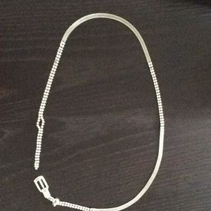 Swarovski crystals and metallic net belt